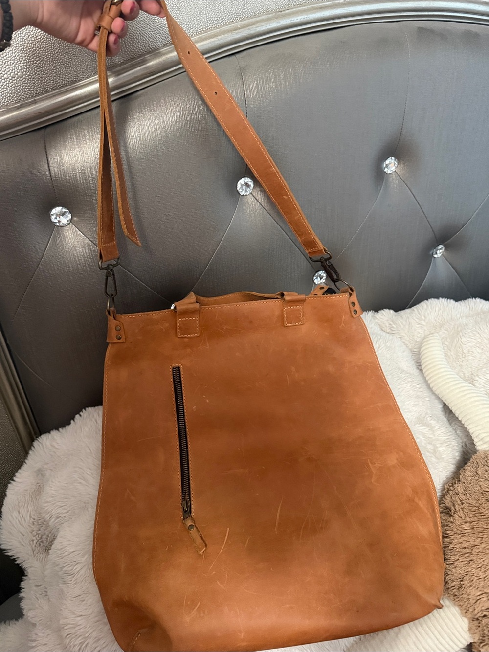 Classic Tan Leather Tote Shoulder Bag- CUSTOM !!